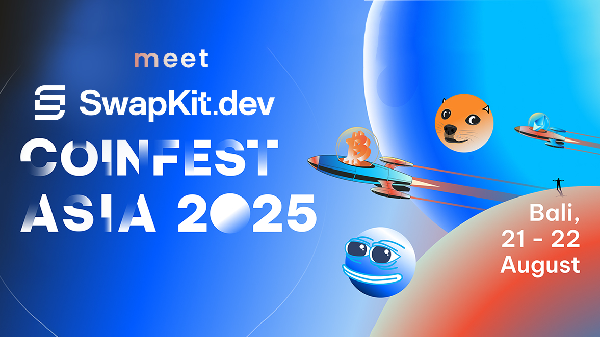 SwapKit.dev 📍Token 2049 DUBAI (@swapkitpowered) on Twitter photo 📢SwapKit is attending <a href="/CoinfestAsia/">Coinfest Asia</a> Aug 17-23!
Take your project multichain with our industry leading SDK+API trusted by the best.
Let's meet: calendar.app.google/wLYbtZ3Cyaz4Z2…
Integrate <a href="/THORChain/">THORChain</a> <a href="/Chainflip/">CHAINFLIP LABS</a> <a href="/near_intents/">NEAR Intents</a> <a href="/Maya_Protocol/">Maya Protocol</a> for crosschain swaps between Bitcoin & beyond. 📢SwapKit is attending <a href="/CoinfestAsia/">Coinfest Asia</a> Aug 17-23!
Take your project multichain with our industry leading SDK+API trusted by the best.
Let's meet: calendar.app.google/wLYbtZ3Cyaz4Z2…
Integrate <a href="/THORChain/">THORChain</a> <a href="/Chainflip/">CHAINFLIP LABS</a> <a href="/near_intents/">NEAR Intents</a> <a href="/Maya_Protocol/">Maya Protocol</a> for crosschain swaps between Bitcoin & beyond.