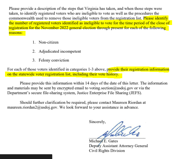 BK (@bradkutner) on Twitter photo INBOX: <a href="/vaELECT/">VA Dept of Elections</a> is working with <a href="/TheJusticeDept/">U.S. Department of Justice</a> to create a list of ineligible voters who were convicted of voting crimes.
Lots of connections to <a href="/JasonMiyaresVA/">Jason Miyares</a> voter purge effort, okayed by SCOTUS, from last year. #VALeg
BKG👉wvtf.org/news/2024-10-3…
Big h/t <a href="/ActivateVA/">Activate Virginia</a> INBOX: <a href="/vaELECT/">VA Dept of Elections</a> is working with <a href="/TheJusticeDept/">U.S. Department of Justice</a> to create a list of ineligible voters who were convicted of voting crimes.
Lots of connections to <a href="/JasonMiyaresVA/">Jason Miyares</a> voter purge effort, okayed by SCOTUS, from last year. #VALeg
BKG👉wvtf.org/news/2024-10-3…
Big h/t <a href="/ActivateVA/">Activate Virginia</a>