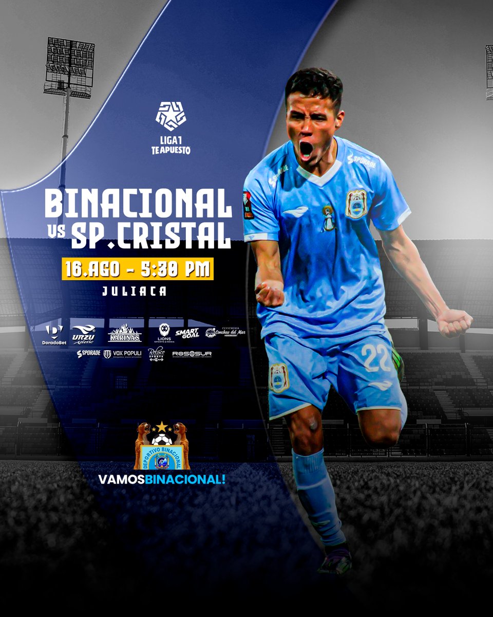 ¡𝐉𝐔𝐋𝐈𝐀𝐂𝐀, 𝐏𝐔𝐍𝐎, 𝐀𝐙𝐀́𝐍𝐆𝐀𝐑𝐎… 𝐓𝐎𝐃𝐎𝐒 𝐀𝐋 𝐁𝐑𝐈𝐂𝐄𝐍̃𝐎! ⚽🔥🏟️

Este sábado, el Briceño tiene que sentirse como nunca:
Con la fuerza de toda la Región de Puno y sus trece provincias.

#DaleBi #PorElSur 💪💪🔵⚪