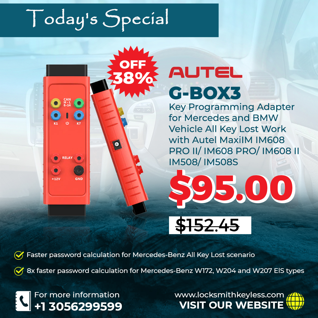 LksmithKeyless's tweet image. 🔥 Today’s Special – Autel G-BOX3 Adapter
For Mercedes &amp;amp; BMW all-key-lost jobs 🚗🔑
⏳ Limited time!
🛒 locksmithkeyless.com/pages/deal-of-…
#Autel #KeyProgramming #LocksmithTools