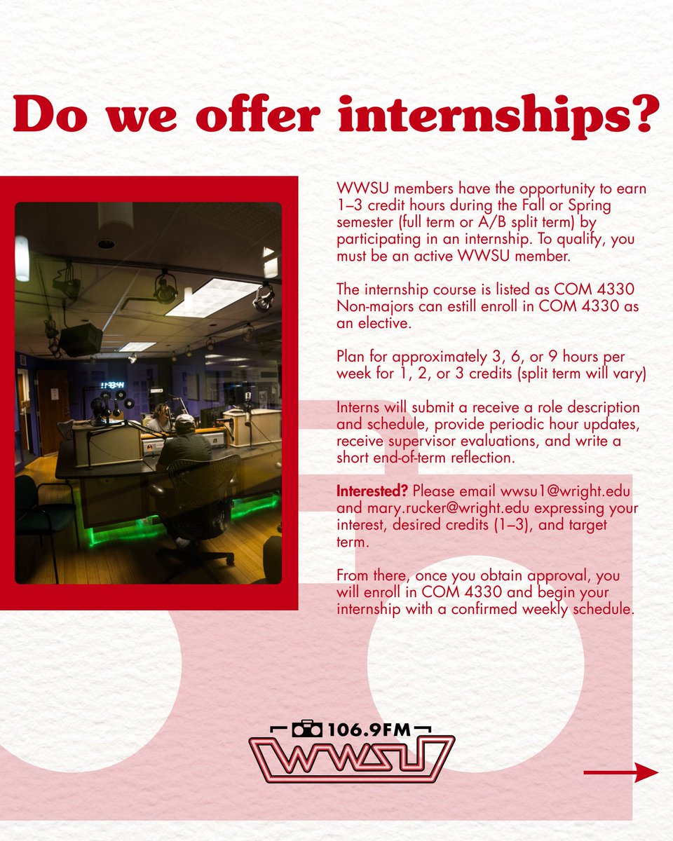 Interested in joining Wright State's radio station!? Here is an overview of what WWSU has to offer. Click the link in our bio for more information! 🎶

#WrightState #RaiderUp #WWSU #WWSU1069 #CollegeRadio