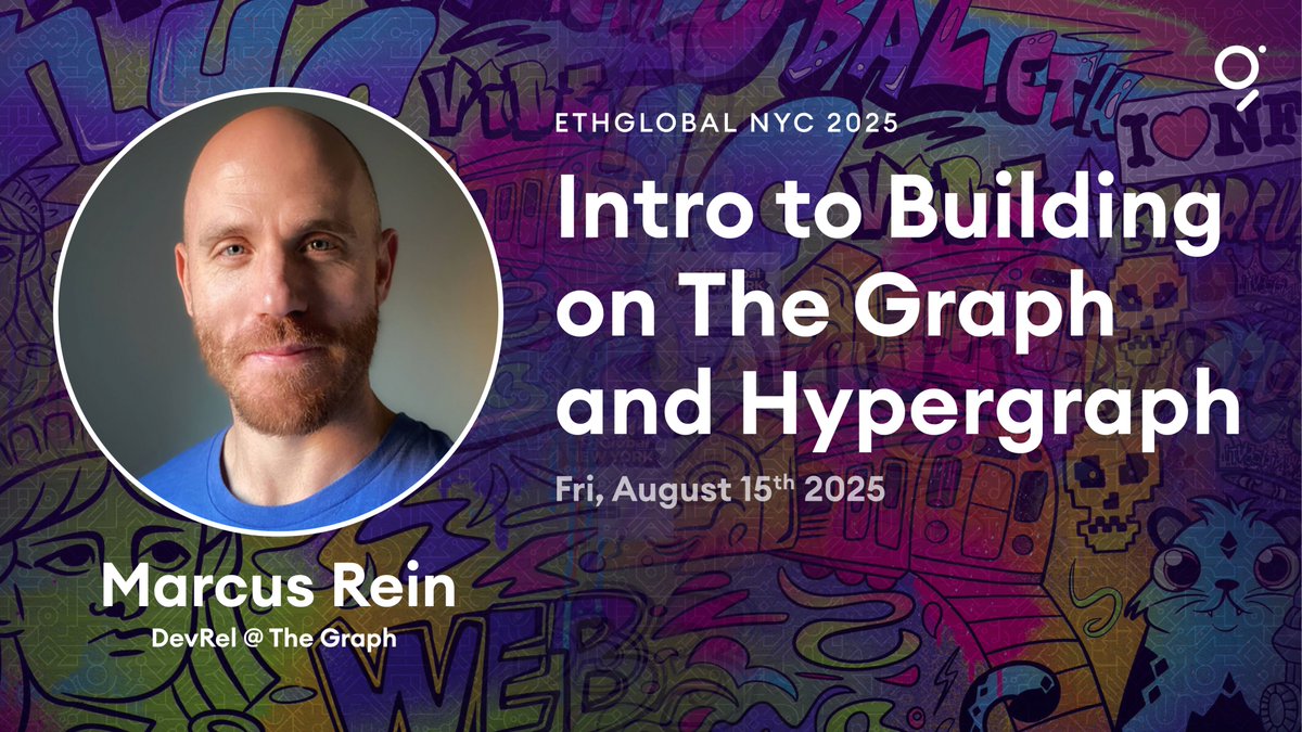 📢 Starting soon at <a href="/ETHGlobal/">ETHGlobal</a> NYC: Intro to Building on The Graph and Hypergraph 

Join the hands-on workshop with The Graph DevRel <a href="/Marcus_Rein_/">0xMarcus</a> to learn about The Graph’s products and how to supercharge your project with the top-tier infra. 

⏰ 5PM EST 
📍 Workshop Room 1