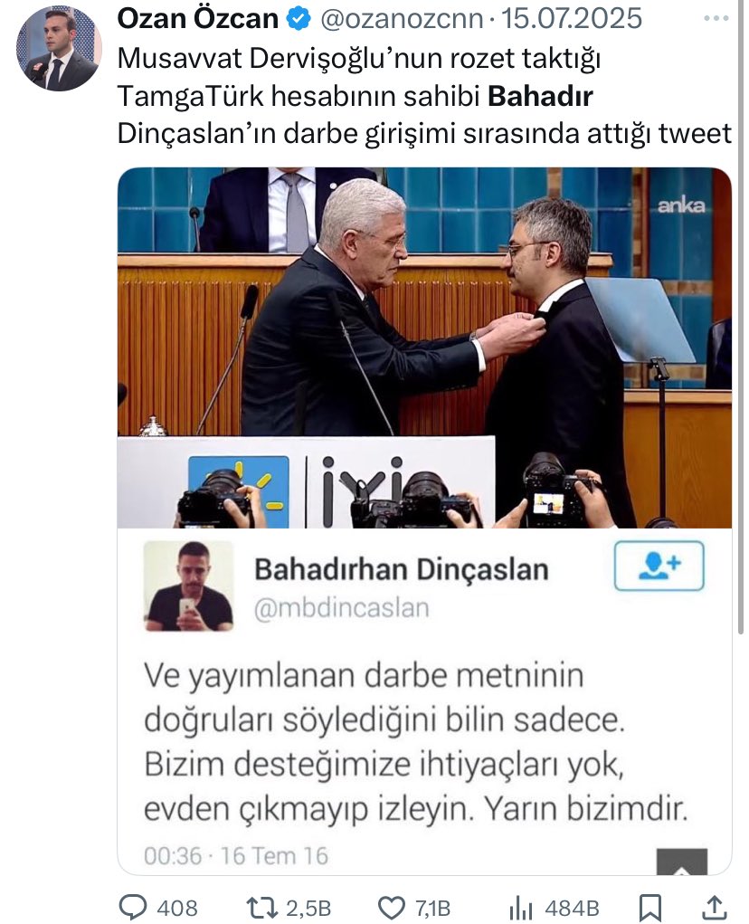 Attığım aşağıdaki twitten dolayı Bahadır Dinçaslan’a hakaret ettiğim ve kişilik hakkını zedelediğim iddiasıyla savcının talimatı üzerine karakolda ifademi verdim.

Allah aşkına attığım twitte iddia edilen hangi suçlar var, bu yaşananlar normal mi?