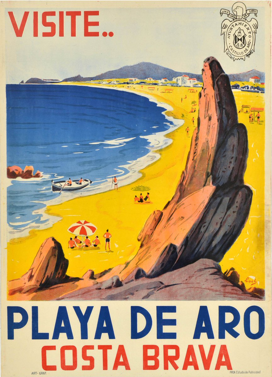 Original #vintage #poster of the day - Visite Playa De Aro Costa Brava Visit Platja d'Aro (1950s) Artist: Josep Torrent Buch → antikbar.co.uk/products/playa… 

#PlayaDeAro #CostaBrava #Spain #Summer #Holiday #Travel #Tourism #platjadaro #Seaside #Beach #Resort #WeekendVibes #BeachDay