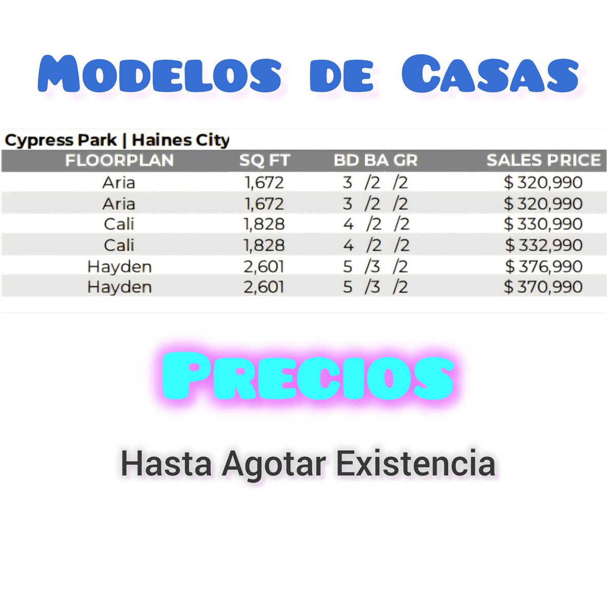 OboCommerce's tweet photo. TÚ #OPORTUNIDAD DE COMPRAR #CASA NUEVA, #Florida Central
Acaban de #Aprobar $30,000 Dólares de FLEX CASH en Haines city, Florida Central en la Comunidad Cypress Park Estates
》TIEMPO LIMITADO 

#PRECIOS Desde #USD$320.990
Se Adjunta en el Vídeo y La Publicación Listado de Precios https://t.co/Y1tAL2e56x