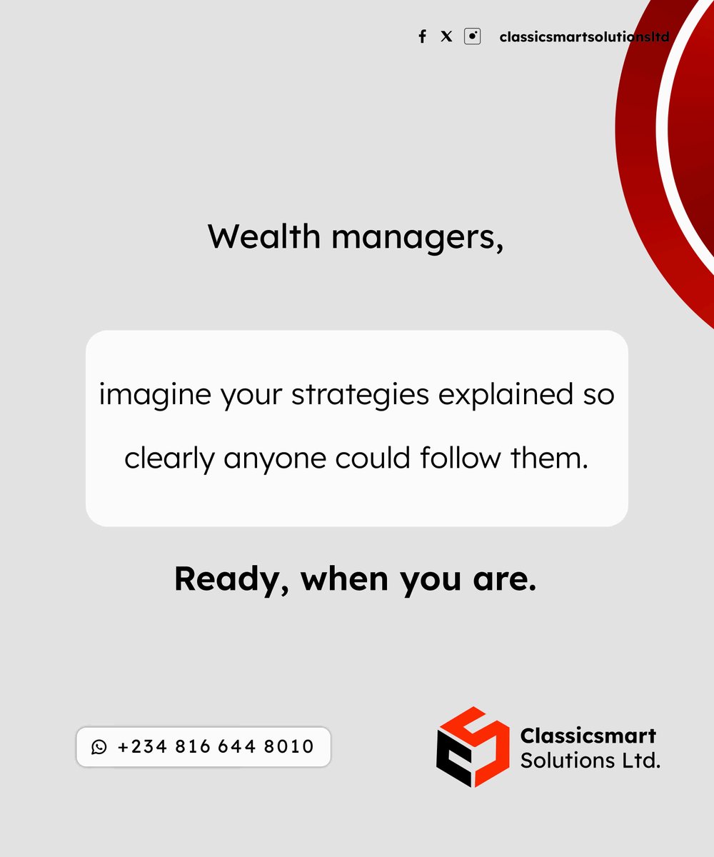 official__Ladyc's tweet image. The strategy works.
The language doesn’t.
Clear communication turns confused onlookers into confident investors. 💡
Wealth managers, imagine your strategies explained so clearly anyone could follow them.
That’s my job.
Ready when you are. #financedesign #cryptodesign #pitchdeck