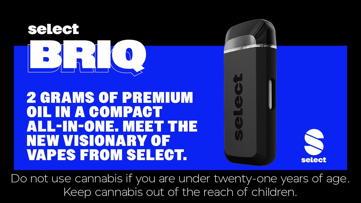 🚀 Launching TODAY! The new visionary of vapes from Select packs 2 GRAMS of premium Essentials oil in a rechargeable all-in-one. Sleek and compact, Briq fits easily into palms and pockets for when you’re on the go. And with Advanced No Burn Technology, every effortless pull is