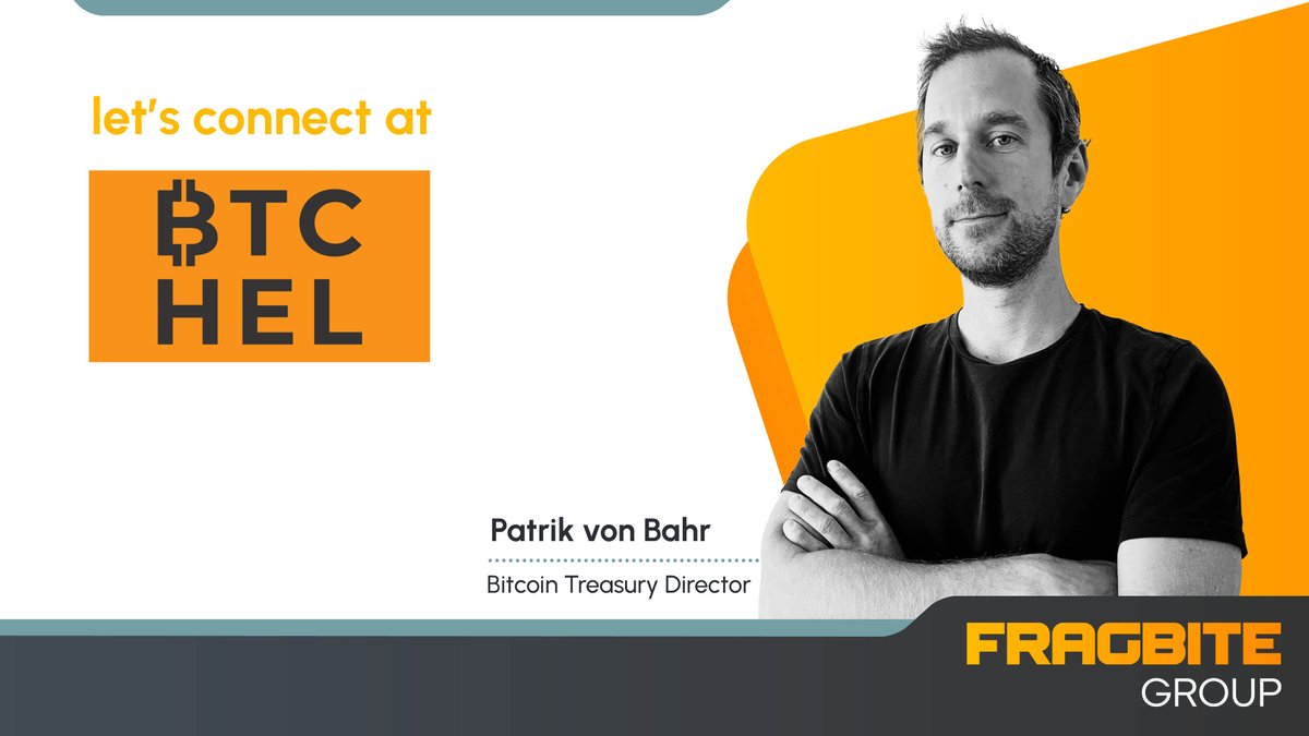 This weekend all roads lead to Helsinki 🇫🇮 

<a href="/patrikvonbahr/">Patrik von Bahr</a> is attending <a href="/btchelevent/">₿TCHEL 🇫🇮</a> and excited to share the Fragbite Group #Bitcoin journey. 

Let's connect 🤝