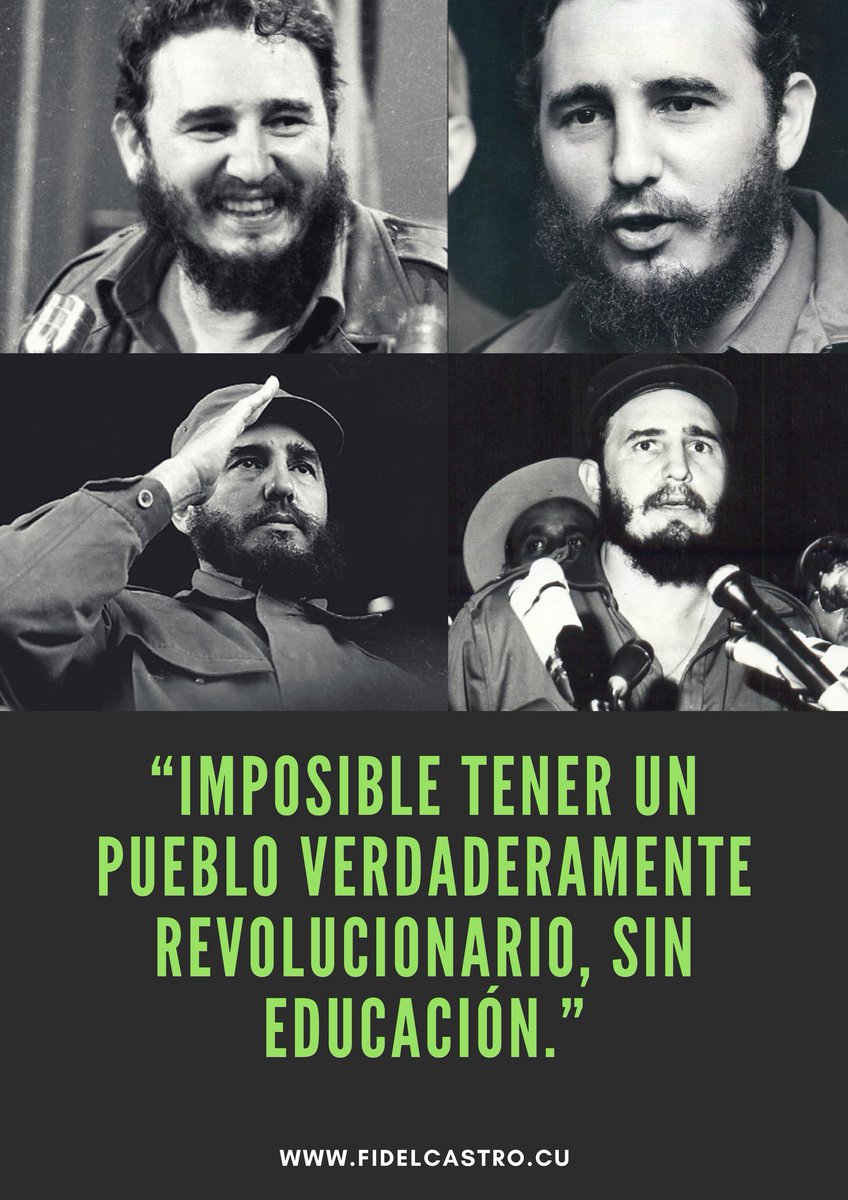 📅16 de agosto de 1961 🎙️#FidelCastro: “Imposible tener un pueblo verdaderamente revolucionario, sin educación; imposible tener un pueblo verdaderamente trabajador y verdaderamente cumplidor de su deber, sin educación”.

bit.ly/2vZNN6x
#100AñosConFidel #Cuba