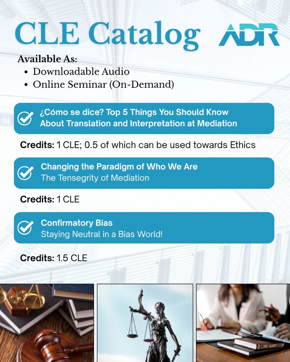 Don’t sleep on the gems in our ADR CLE catalog- past programs packed with insight, practical tips, and client-centered strategies await! Whether you missed it live or want a refresh, we’ve got you covered.

bit.ly/45lHqJA

#ADRSection #FloridaBar #CLE