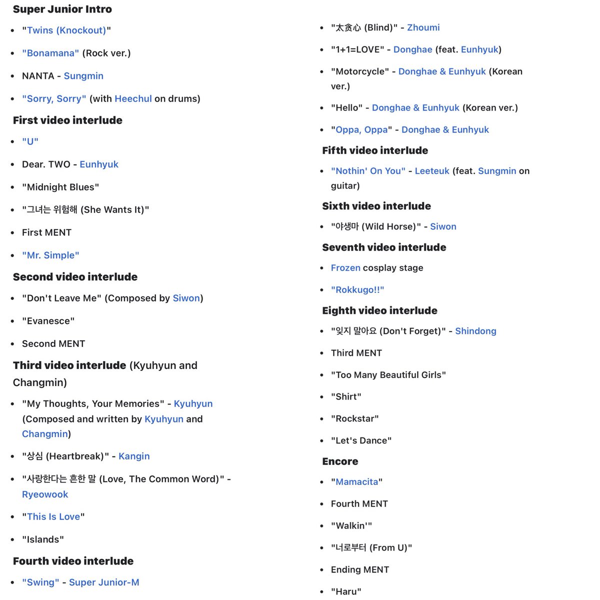 grlcynn's tweet image. SS6 Setlist

#SUPERWEEK
#SUPERWEEK_SS6