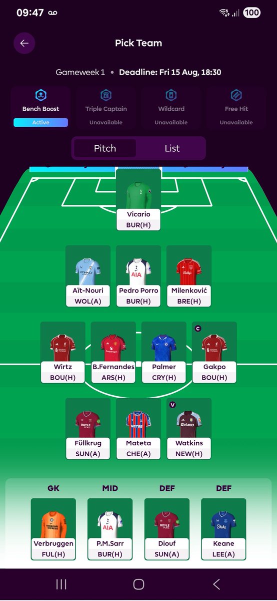 Fpl_bobo's tweet photo. Gw1 bb ๐
No salah
No haaland
1.5m itb to upgrade temu sarr to palace sarr gw4
๐งขgakpo just for the FFfest vibes
#FPLcomunity
#FFfest
#coys https://t.co/qiWGd6U3jq