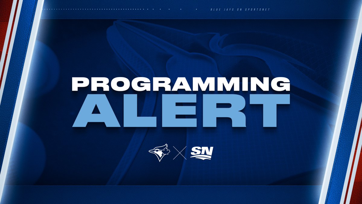 Sportsnet's tweet photo. 🚨 PROGRAMMING ALERT 🚨

Tonight's Rangers vs. Blue Jays game can be seen exclusively on Apple TV+

Fans can still listen free across the Sportsnet Radio Network and on the Sportsnet app https://t.co/3jC8FyBGkK