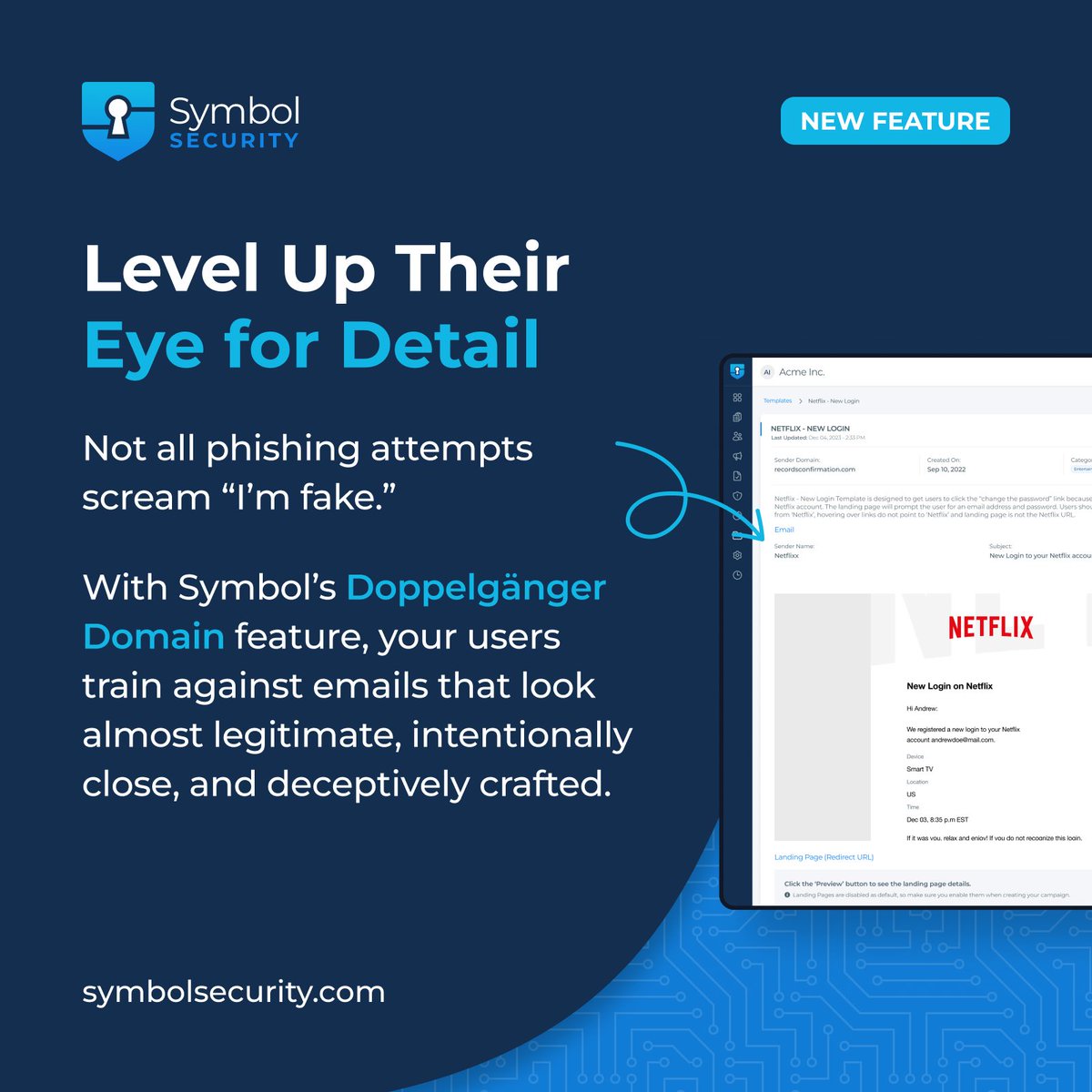 It only takes one wrong click on a familiar-looking domain to cause a real security incident. ⚠️💻

Train users to spot subtle threats with Symbol’s new doppelgänger domain feature 🧠📨

Learn more 👉 hubs.ly/Q03BxbsB0

#CyberSecurity #Phishing #Training #Security