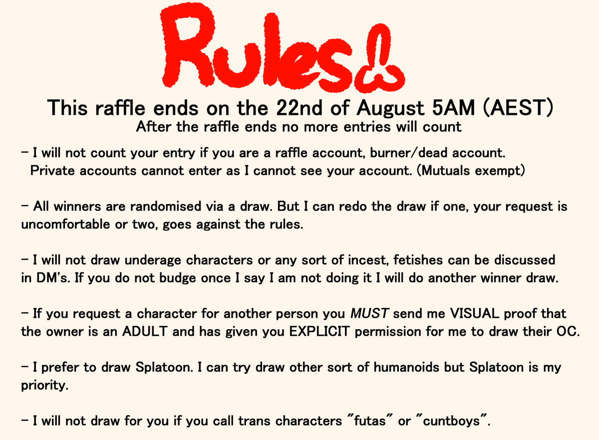 Thank you for 700+ followers! Here's a raffle for art! You must LIKE and RETWEET to enter and you MUST be following me, comments will give you an extra entry but do NOT comment with your ocs or you will be ignored.  

🦑I wish luck to the people who might win~