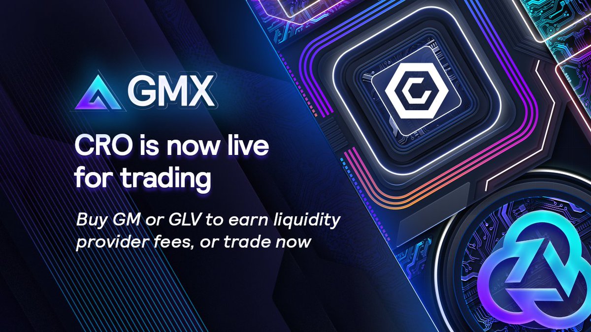 A new market is live on GMX:

🔸 CRO/USD  (Cronos)

Go Long or Short on the token from Cronos Chain, directly from your self-custody wallet.

$CRO @Cryptocom 

1/2