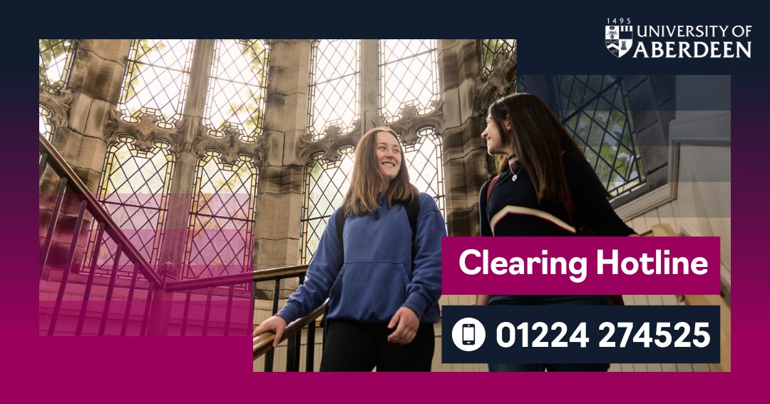 aberdeenuni's tweet image. Our Clearing hotline will remain open until 5pm today and we’re back online again from 10am-2pm tomorrow Saturday 16 August. Call us on 01224 274525 or complete our online form at abdn.ac.uk/clearing for a quick decision.

#Clearing #ResultsDay #ALevelResults #ALevels