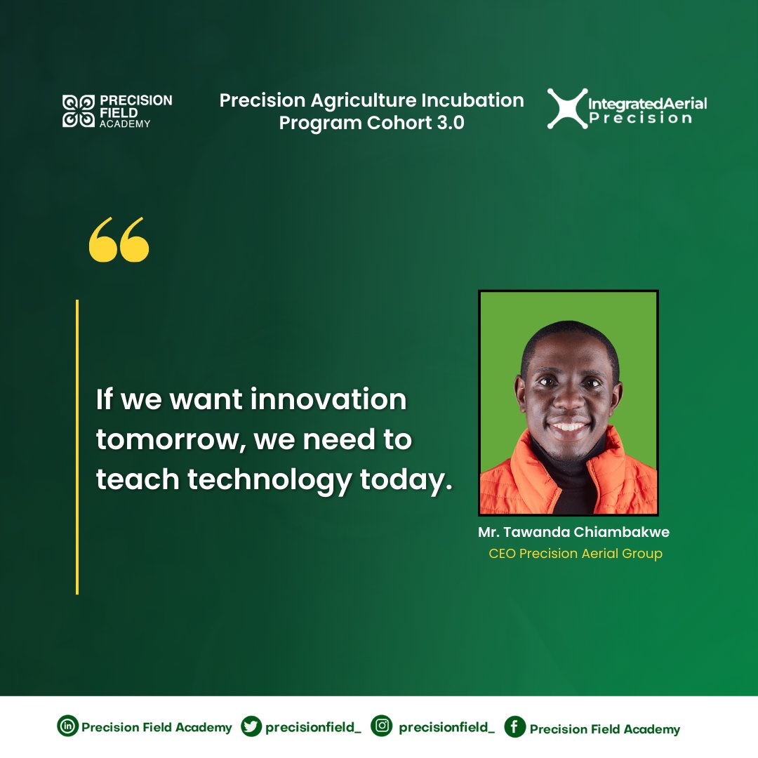 precisionfield_'s tweet image. &quot;A drone professional isn’t just a pilot. It’s an ecosystem of skills — from operators and data analysts to repair technicians, software developers, and educators.&quot; – Mr. Tawanda Chiambakwe, CEO, Precision Aerial Group

#PAIPCohort3 #DroneTechnology #AgriTech