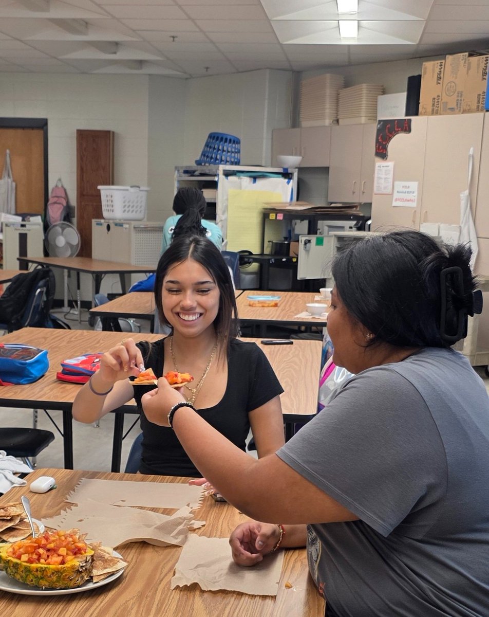 WHS Family &amp; Consumer Science students put the cutting techniques they learned last week into practice making fresh fruit salsa with cinnamon chips, and a beautiful vegetable platter with homemade vegetable dip! Oh so delicious! #WHSCTAE #CTAEDelivers #1Woodstock