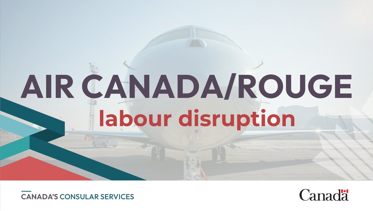 1/2 Canadians outside Canada affected by the #AirCanada and #AirCanadaRouge planned labour disruption:

We encourage you to contact your airline and travel agent to discuss your options, and check your travel insurance policy to see what is covered.