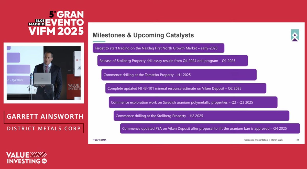 Jesús Sánchez León (@jessanleon) on Twitter photo Interview of Districk Metals $DMX CEO Garrett Ainsworth in the annual event of <a href="/ValueInvestingS/">Paco Lodeiro Amado</a> and <a href="/The_Godas/">Adrián Godás</a>.
Kudos to <a href="/Tone_San_Can_Es/">MR Timbits</a> who brought him all the way to Madrid.
Disclaimer: $DMX is top position of #CastañarIF, do your own due diligence
youtube.com/watch?v=rUZqoo… Interview of Districk Metals $DMX CEO Garrett Ainsworth in the annual event of <a href="/ValueInvestingS/">Paco Lodeiro Amado</a> and <a href="/The_Godas/">Adrián Godás</a>.
Kudos to <a href="/Tone_San_Can_Es/">MR Timbits</a> who brought him all the way to Madrid.
Disclaimer: $DMX is top position of #CastañarIF, do your own due diligence
youtube.com/watch?v=rUZqoo…