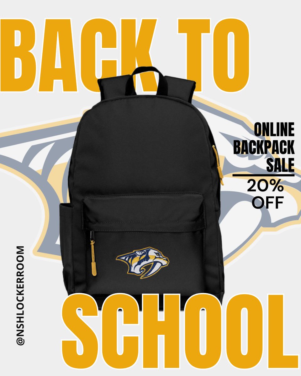 Get ready for the start of school and gear up with a new Predators backpack! Shop today 20% off🏒