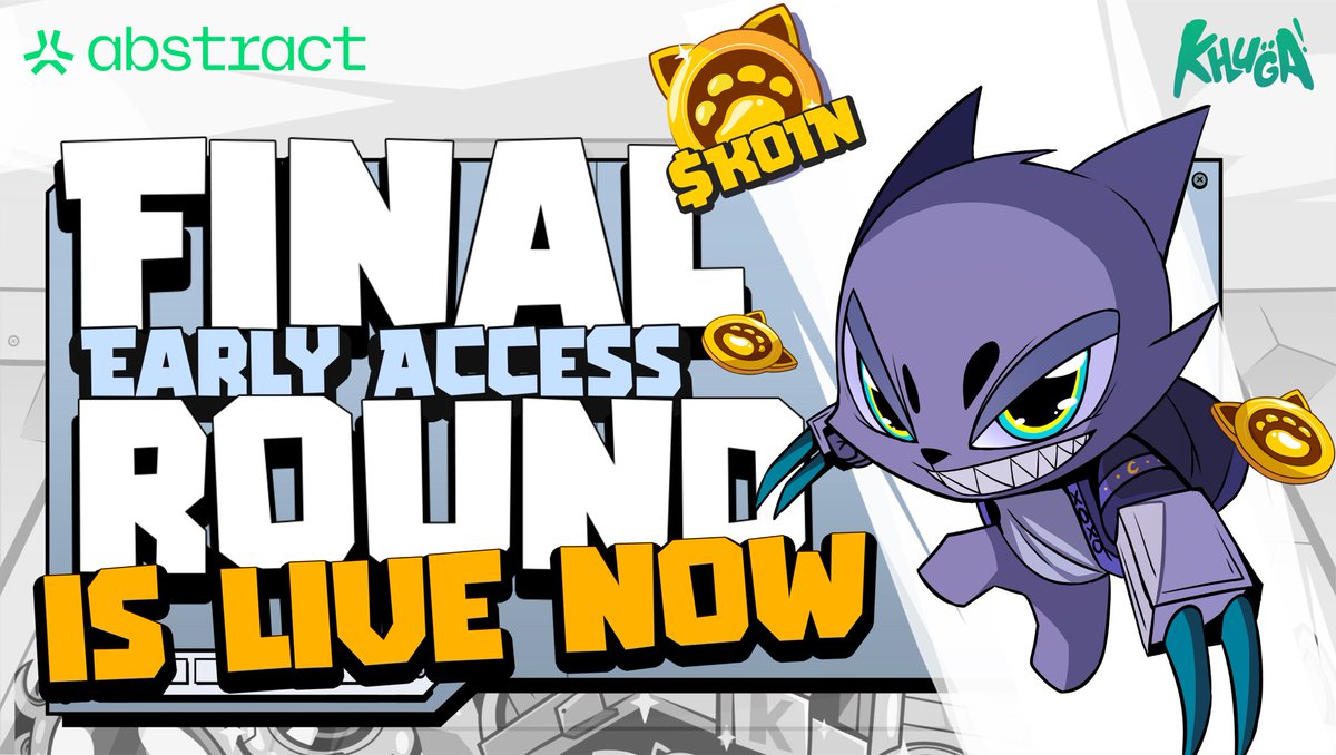 ✳️ $KOIN on Abstract Final Early Access Round now supports <a href="/HyperliquidX/">Hyperliquid</a>'s token HYPE!

Participate via the official Khuga website:
🔗 khuga.io/final-early-ac…

Or send funds directly to this EVM wallet:
0xFB3964F99a4C20186cEA576e0F7A541527ad0F74

📅 Deadline: August 18, 11 PM EDT
