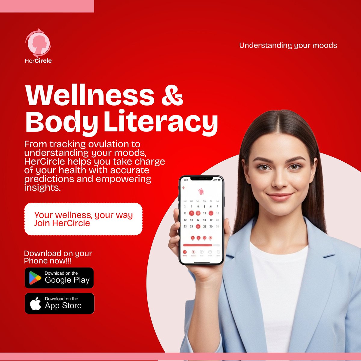 wrapped up this 4 social media designs fliers for HerCircle, a cycle tracking app for women, blending wellness, community &amp; style.
Soft tones, modern feel, emotional connection.