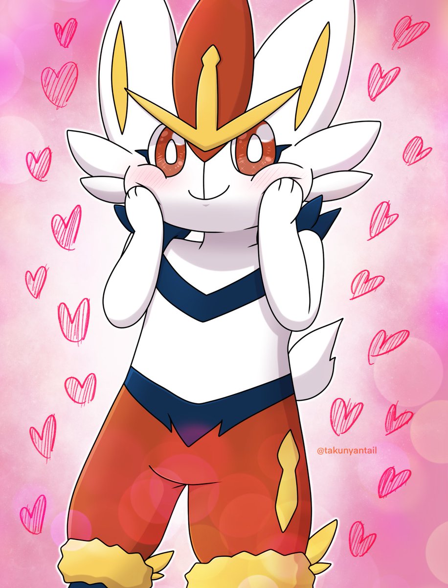 ぷにぷにほっぺバーン🐰🔥💖

#エースバーンの日 
#ポケモン