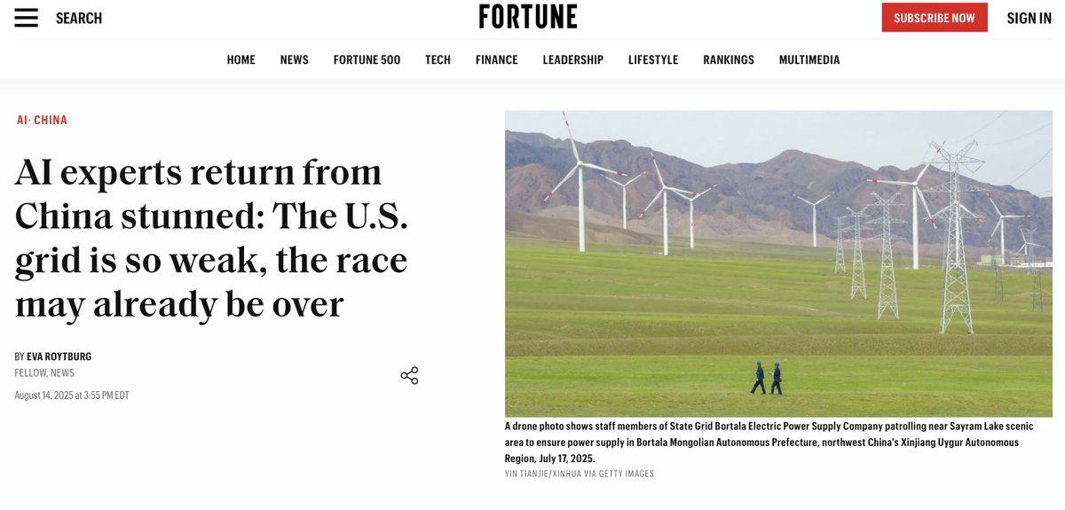 The biggest problem with AI lies elsewhere than most people think.

I wouldn't read too much into the article, but it does raise an important point: the national MOAT in AI is energy supply. This is a field that is far too little discussed.

Europe is lagging behind in this