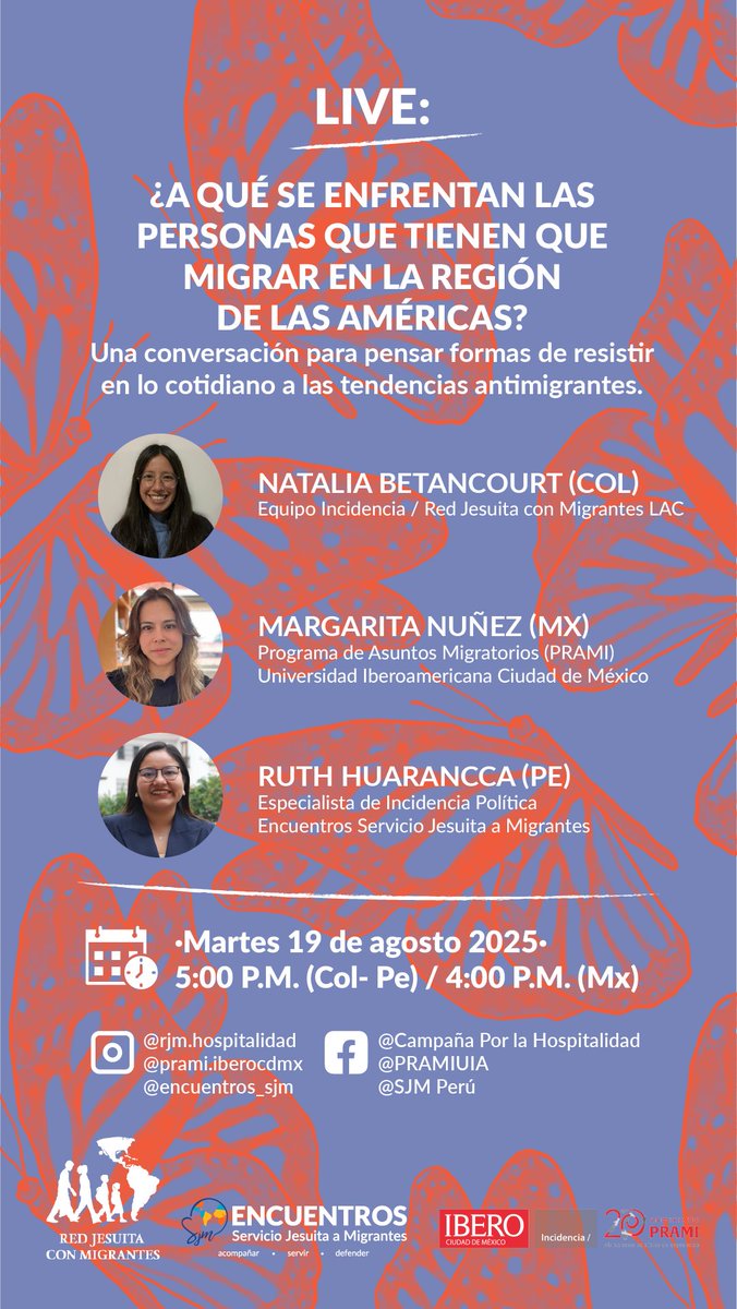 ¿A qué se enfrentan las personas que tienen que migrar en la región de las Américas? 

Una conversación para pensar formas de resistir en lo cotidiano a las tendencias antimigrantes. 

📅Acompañanos en esta conversación el 19 de ago 5 pm (hora COL) por IG y FB