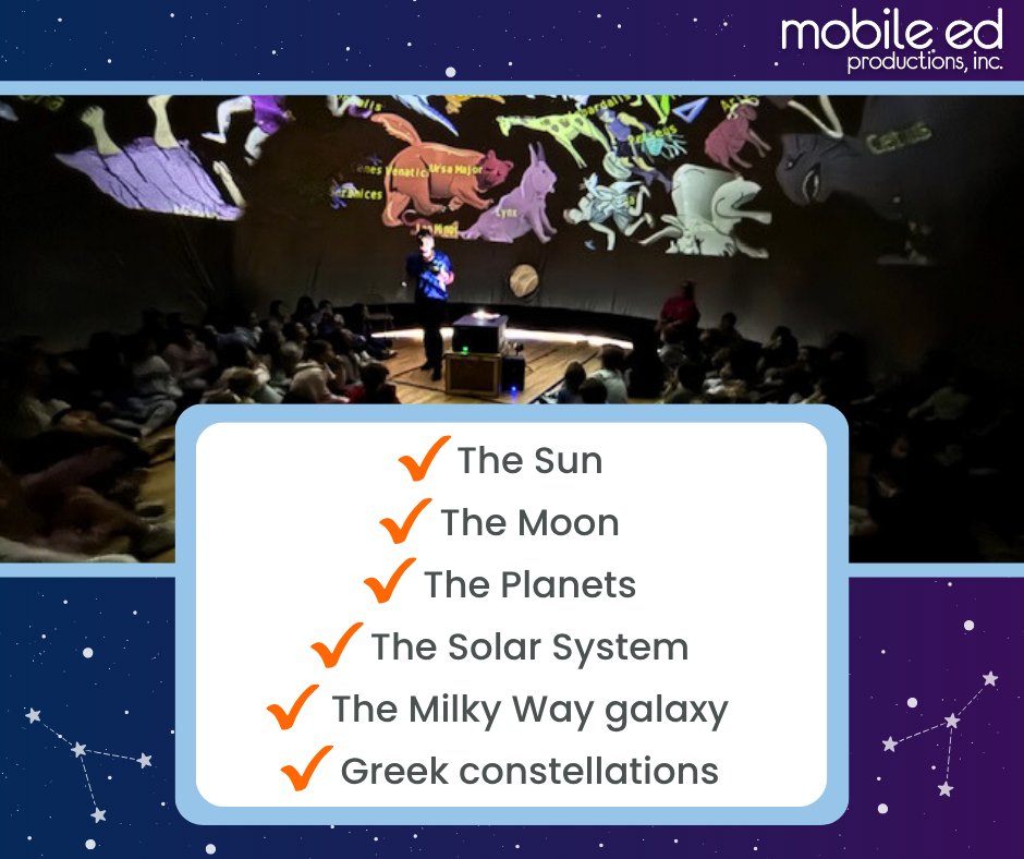 MobileEdProd's tweet image. The SkyDome Planetarium is an out-of-this-world science assembly that introduces budding astronomers to the wonders of the universe. 🚀 Click to learn more: tinyurl.com/Sky-Dome #MobileEd #MobileEdMagic #stemeducation #scienceforkids