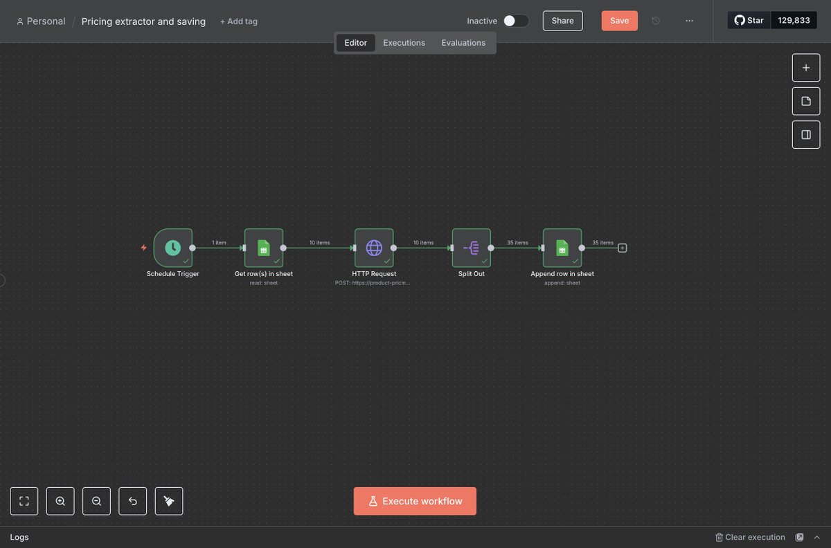 iamyuvi2000's tweet photo. “Hello World”

Trying out #n8n by building small, real-world workflows.
First one: A Google Sheet that updates competitor pricing automatically via API.

Blog here 👉 https://t.co/RZWQwjzptD

#NoCode #Automation #SaaS https://t.co/ro57scPQjy