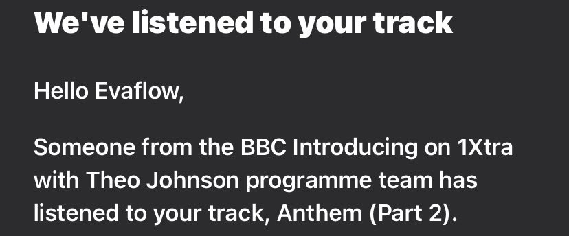 🔥 BBC 1Xtra just listened to Anthem (Part 2) 🎯 

Big love to <a href="/bbcintroducing/">BBC Music Introducing</a> for the ears. Let’s keep the energy up. #StartFromTheSky
