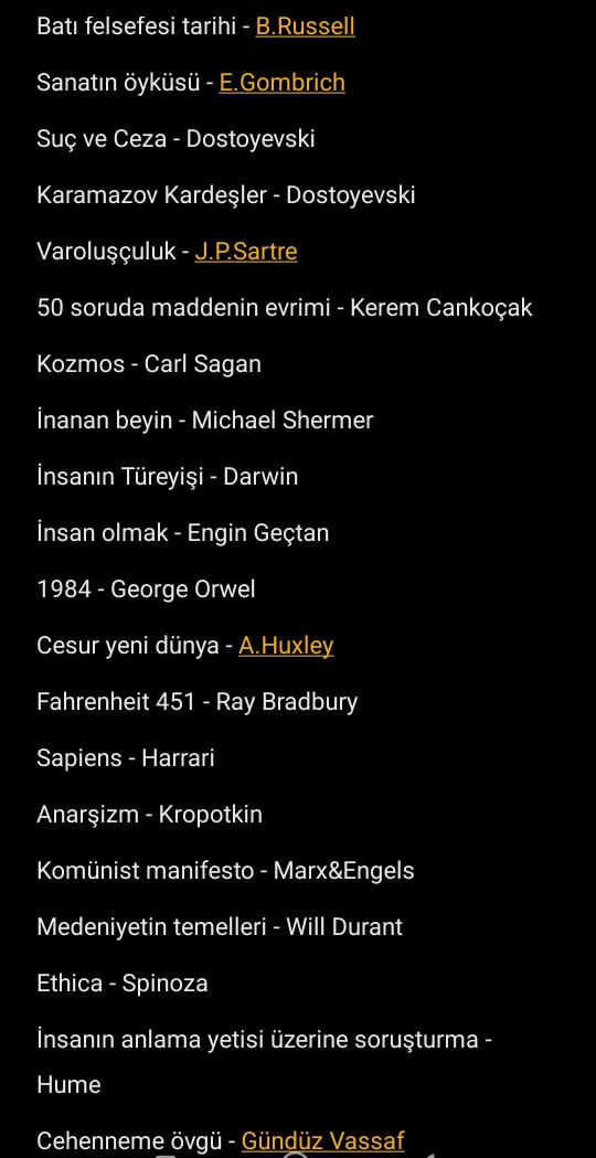 Bu da benim okunması gereken 20 kitap tavsiyem: