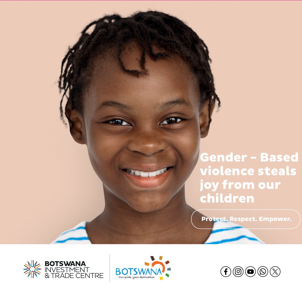 Gender-Based Violence steals the joy and future of our children. 

Contact the Botswana Gender-Based Violence Prevention &amp; Support Centre on toll-free line 14655 for assistance and support.

Together, we can protect and restore their happiness.

#EndGBV #ProtectOurChildren