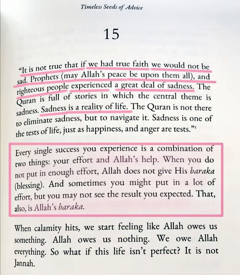 It is NOT TRUE that if we had TRUE FAITH, we would NOT BE SAD.

Even PROPHETS &amp; RIGHTEOUS felt deep SADNESS. SADNESS is real, it’s one of life’s many TESTS.

Every success is a mix of your effort &amp; Allah’s help. Sometimes you try hard &amp; don’t see results that too is His barakah.