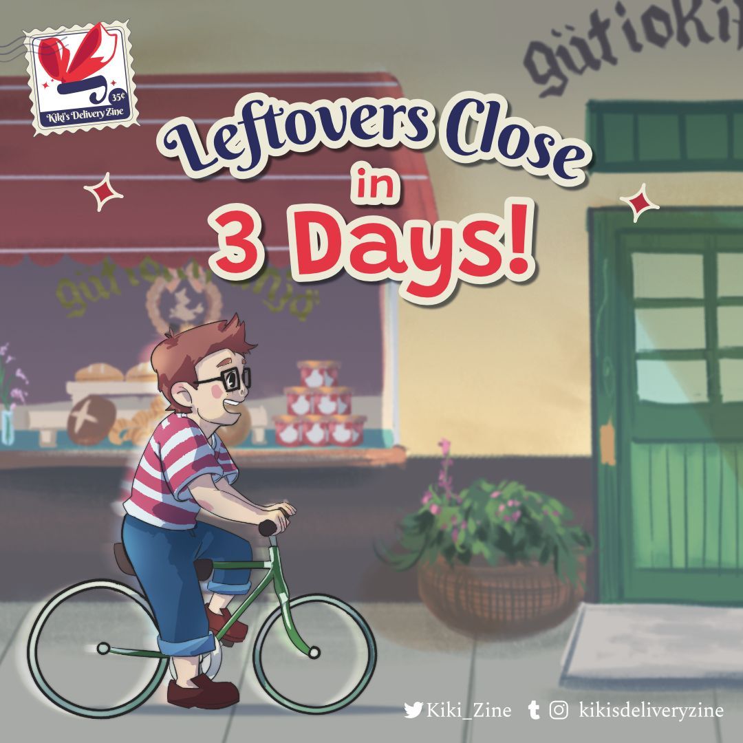 🎀Leftovers Close - 3 Days! 🎀

If the third time’s a charm then imagine how lucky you’ll be visiting our shop when there’s 3 days left! 

🥐 Store link: kikisdeliveryzine.bigcartel.com 

#kikisdeliveryservice #studioghibli #fanzine #kikizine #ghiblizine