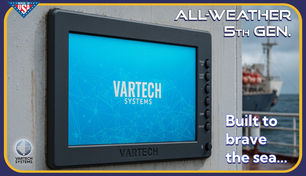 VartechSystems_'s tweet image. Diseñada para desafiar el mar🌊
All-Weather 5ª Gen de VarTech: IP68, resistente al agua salada, delgada, robusta y lista para uso marino y en alta mar.
Tamaños de 8.4” a 32”, legibles a la luz solar.
Más 👉 vartechsystems.com/products/all-w…
#AllWeather5thGen #VarTechSystems
