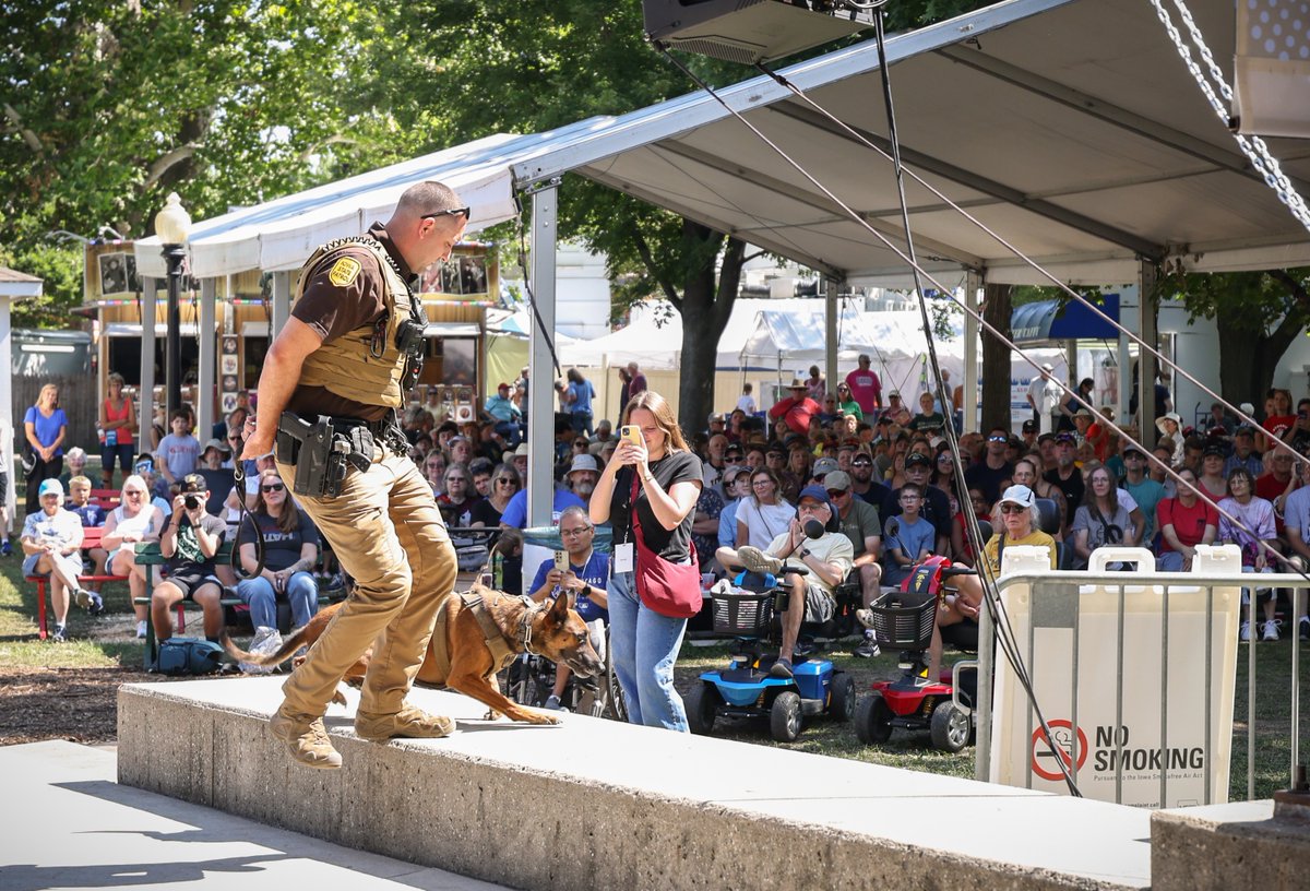 Iowa Department of Public Safety (@iowadps) on Twitter photo Our <a href="/iowastatepatrol/">Iowa State Patrol</a> K9 Unit has been giving demonstrations @ the Fair ๐โ๐ฆบ Our skilled handlers show how their K9 partners sniff out dangerous narcotics during traffic stops & serve as protectors when threatened.
Next one is @ 11 a.m. today @ the Anne & Bill Riley stage! Our <a href="/iowastatepatrol/">Iowa State Patrol</a> K9 Unit has been giving demonstrations @ the Fair ๐โ๐ฆบ Our skilled handlers show how their K9 partners sniff out dangerous narcotics during traffic stops & serve as protectors when threatened.
Next one is @ 11 a.m. today @ the Anne & Bill Riley stage!