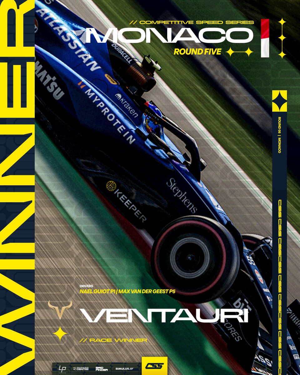 RACE WINNERS | S6 PC/CONSOLE - R5 🇲🇨 | <a href="/VentauriVNT/">VENTAURI</a> 

Once wasn't enough so he did it twice ✌️

<a href="/naelguiot45/">Nael Guiot</a> puts VNT on the top step in both divisions 😍

#CSSxS6
