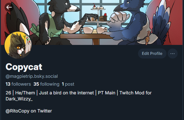 RitoCopy's tweet image. Made an account where the sky is bluer. Feel free to follow it, but it will be much more furry focused