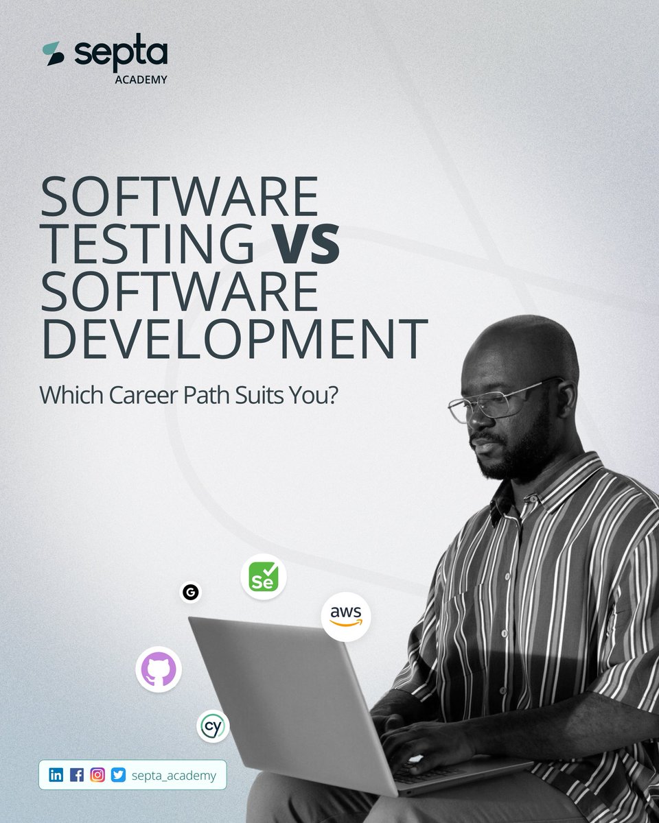 septa_academy's tweet image. Which side of tech will you master?  
Building the product or making it flawless?
Both paths can launch a powerful career, but the one you choose could define your future.
Find out which role truly fits YOU 
Read more on; blog.septasoftware.com/software-testi…
#TechCareers #SoftwareDevelop