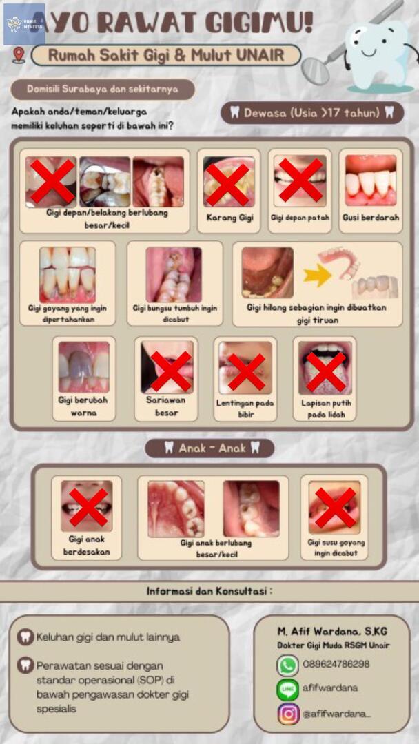 unairmfs's tweet photo. -uner Yuk warga surabaya dan sekitarnya yang punya keluhan bisa banget untuk dilakukan perawatan. Tenang aja perawatannya langsung di awasi sama dokter gigi spesialis.

Bisa dm aku yaa atau mau sekedar konsul boleh, Gratis!!🦷

bisa juga via contact yang tertera yaa☺️ https://t.co/LnJKuzJ0hk