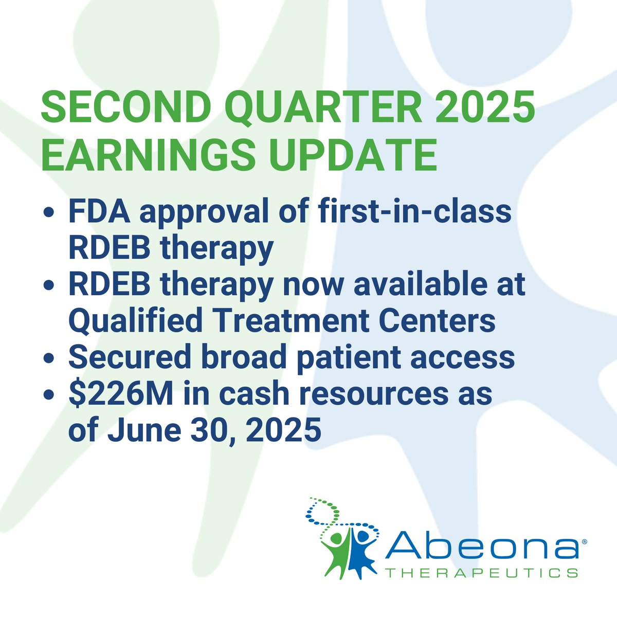 Abeona Therapeutics reported our second quarter 2025 financial results and corporate updates.

Listen to the highlights and recent developments: bit.ly/AbeonaFinancial

#Investors #Earnings $ABEO