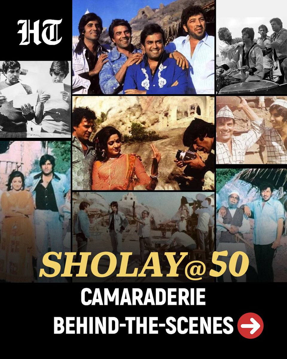 Hindustan Times (@httweets) on Twitter photo "Celebrating 50 years of Sholay" 🎬✨ — a timeless classic, unforgettable friendships, and behind-the-scenes moments that made history. Swipe 👈to know more
More details: hindustantimes.com/photos/enterta…
(via <a href="/htshowbiz/">HT Entertainment</a>) "Celebrating 50 years of Sholay" 🎬✨ — a timeless classic, unforgettable friendships, and behind-the-scenes moments that made history. Swipe 👈to know more
More details: hindustantimes.com/photos/enterta…
(via <a href="/htshowbiz/">HT Entertainment</a>)