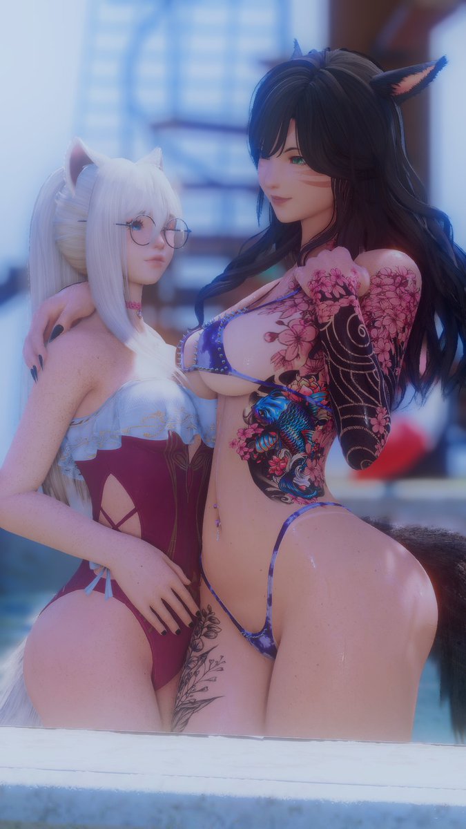 Enjoying the pool day with <a href="/ffxiv_haruaoi/">Haru</a> ❤

#FFXIV #miqote #ffxivgpose #GPOSERS