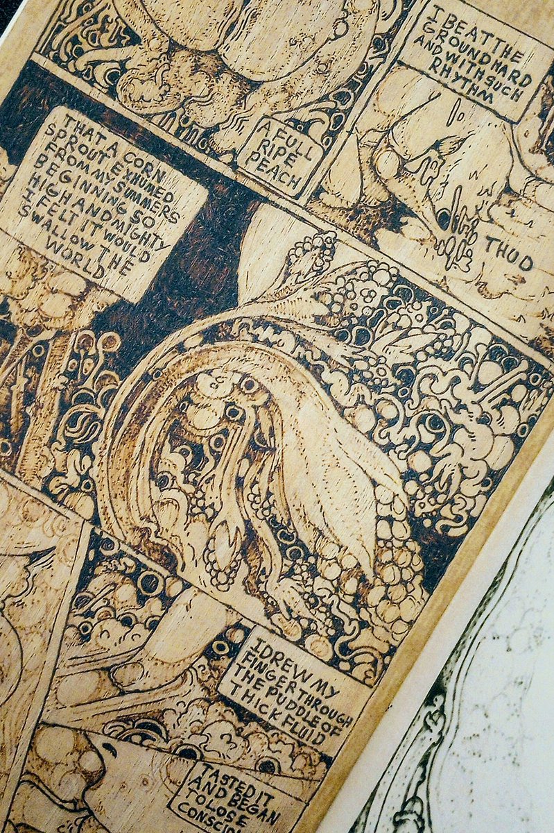 Gravity Loop Presents:
CARVED JESUS, AFLAME 
by Pearl Crews <a href="/chopsyn/">Chopsyn (aka, Pearl Crews)</a> 
A hundred pages of woodburned comics across three issues, Lucille Green journeys through the mystical, bitter, wrought landscape of the Southern US.
A Special Series not included in the Anthology