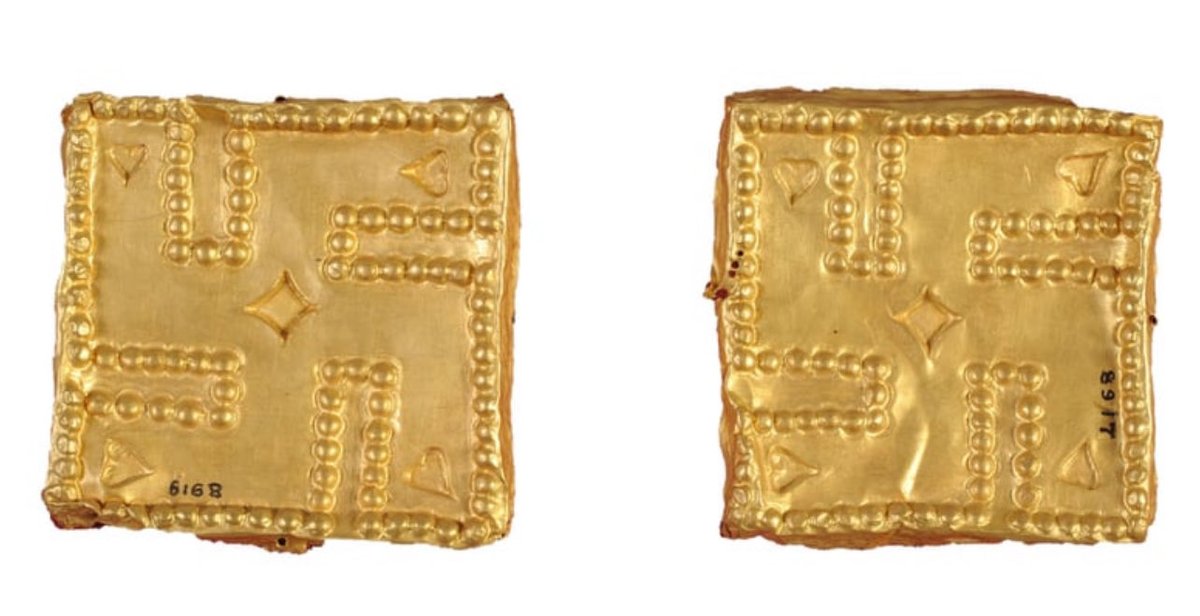 Swastika amulet in gold from Takshashila , 1st century BCE, now in the National Museum of Delhi.