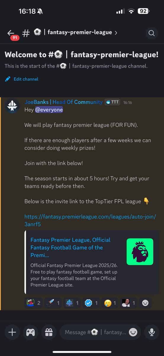 JoeBankss's tweet image. Fantasy Premier League in the @_TopTier_Trader discord. 

If you are a football (soccer fan) come have fun with us! 

@OfficialFPL 

discord link in comments